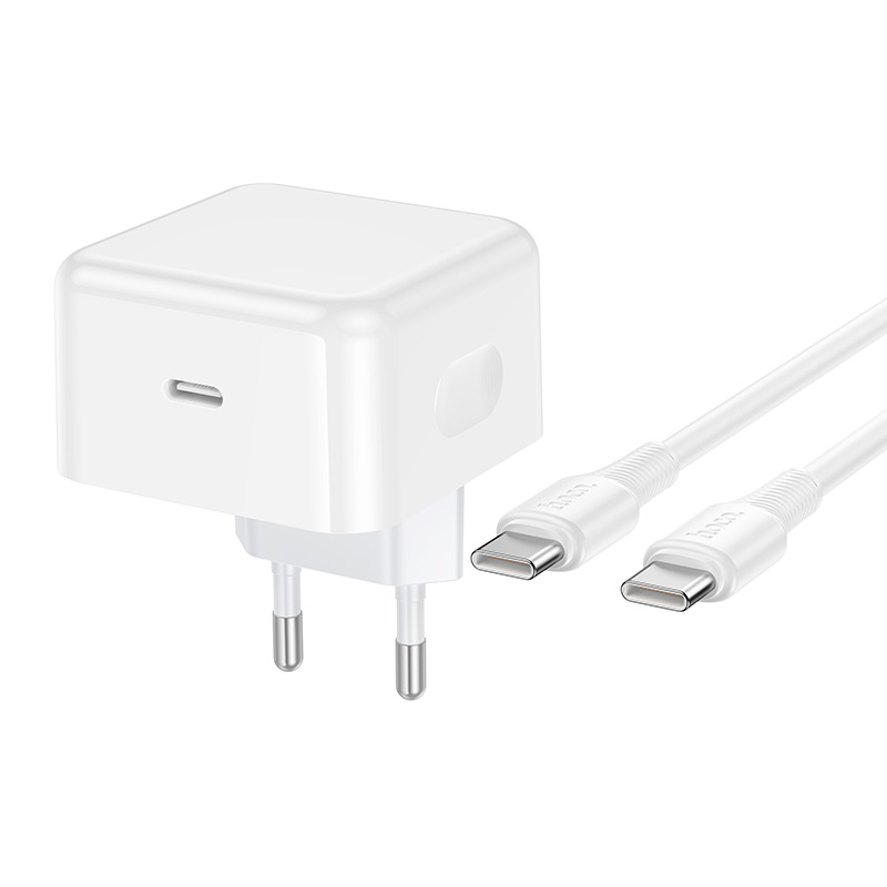 Сетевое зарядное устройство Hoco C161A, 40W + кабель Type-C/Type-C, цвет белый