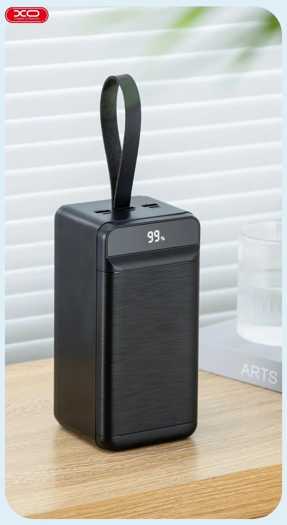 Внешний аккумулятор XO PR159 (QC 22.5W, PD20W,фонарик) 60000mAh, черный