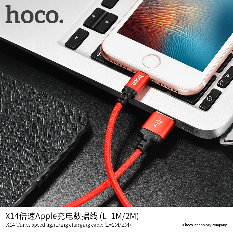 Кабель USB Hoco X14 Apple черный 1м