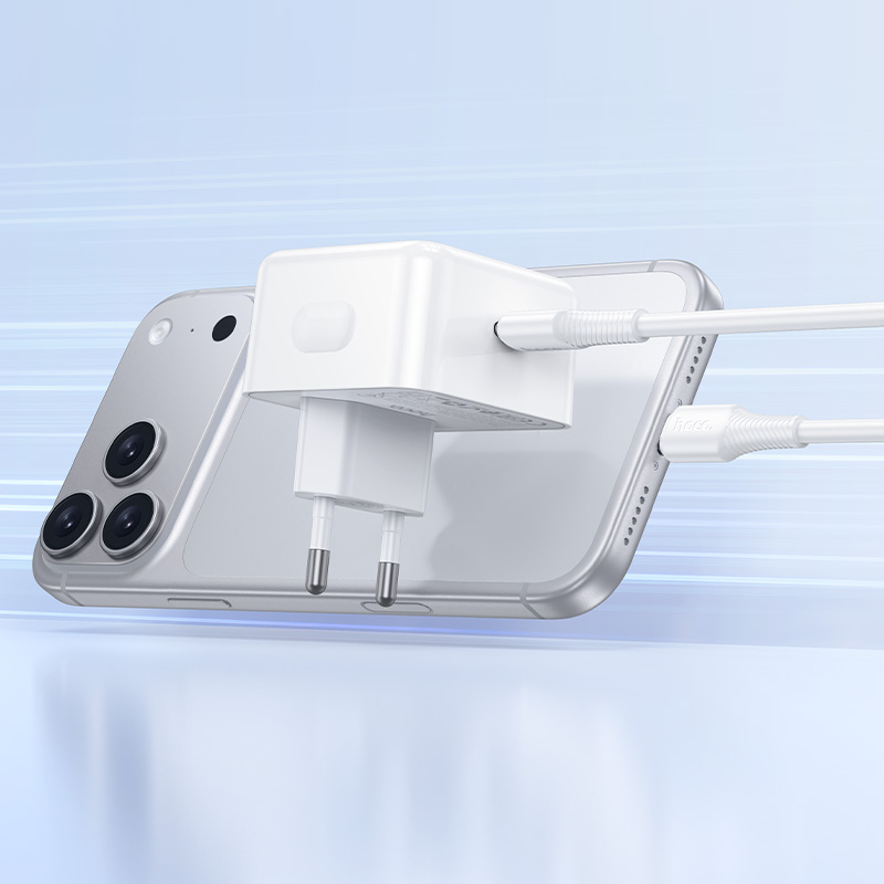Сетевое зарядное устройство Hoco C161A, 40W + кабель Type-C/Type-C, цвет белый