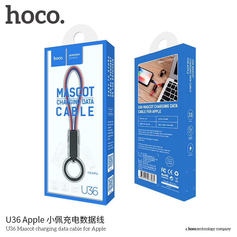 Кабель USB Hoco U36 Apple красно-синий 