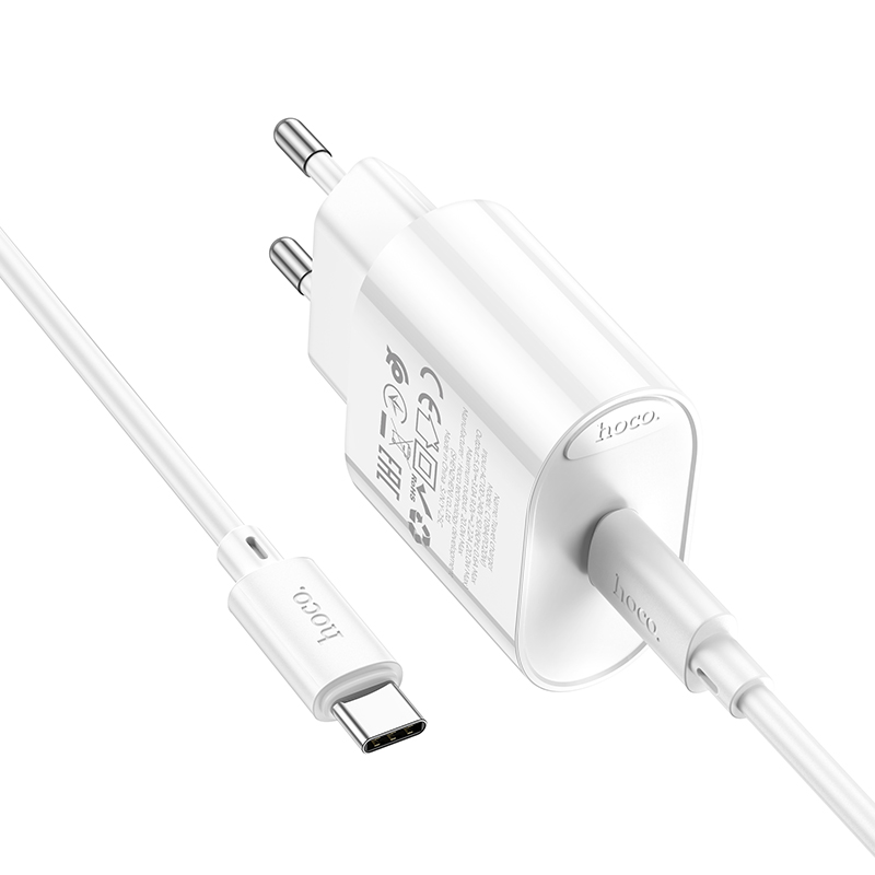 Сетевое зарядное устройство Hoco C109A PD20W +кабель Type-C/Type-C, цвет белый