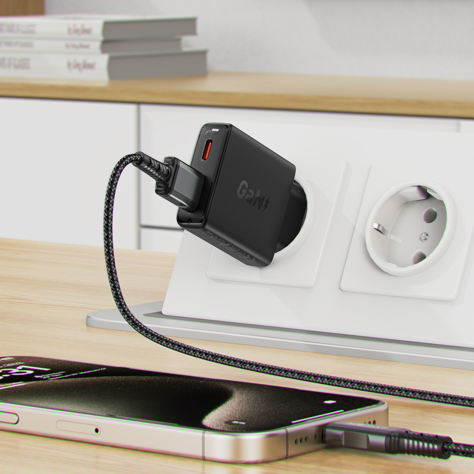 Сетевое зарядное устройство Acefast A69 PD30W GaN USB-A+Type-C, цвет черный