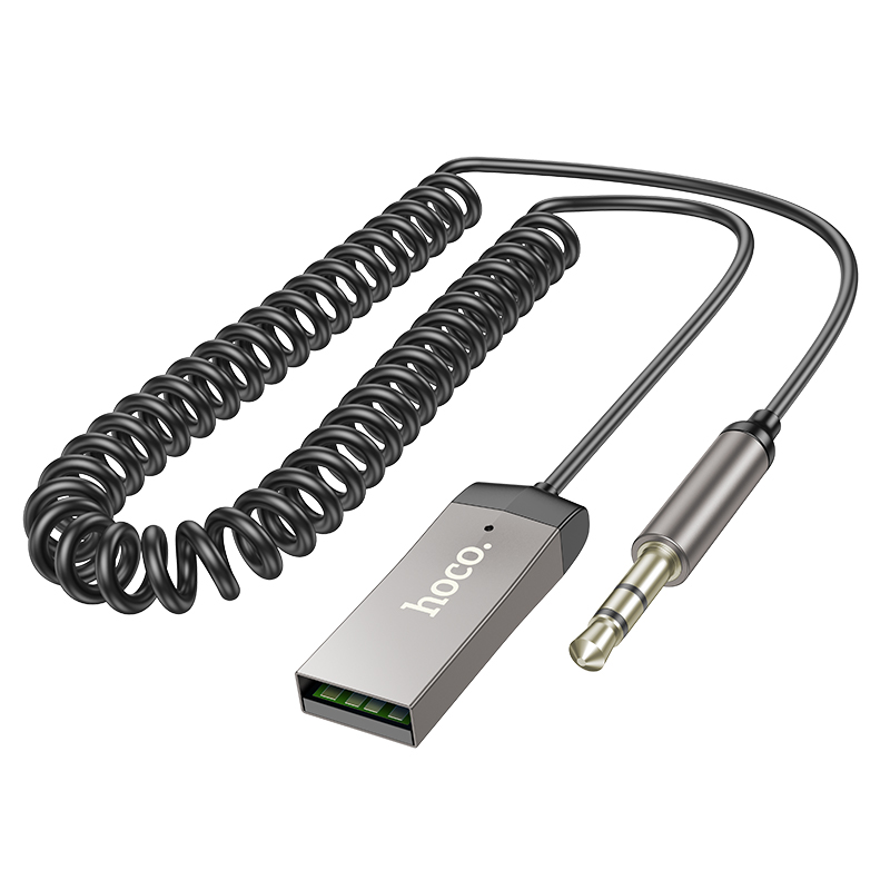 Ресивер-AUX проигрыватель Bluetooth V5.3 Hoco E78 (AUX 3.5-USB) с микрофоном, черный