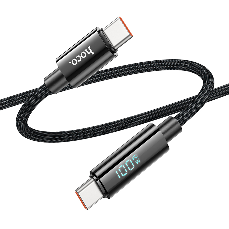 Кабель USB-C Hoco U125 Type-C/Type-C, 5A, 100W, черный 1.2м