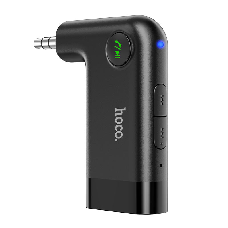 Ресивер-AUX проигрыватель Bluetooth V5.0 Hoco E53 (AUX 3.5-3.5) с микрофоном, черный