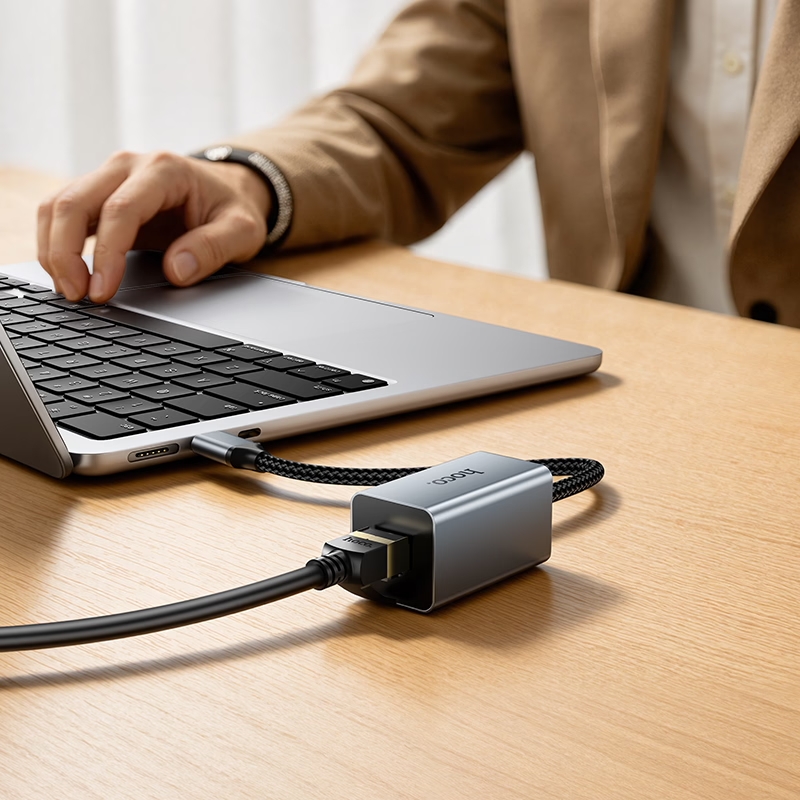 Адаптер Hoco UA48 Type-C  ethernet  (1000 Mbps) металлик