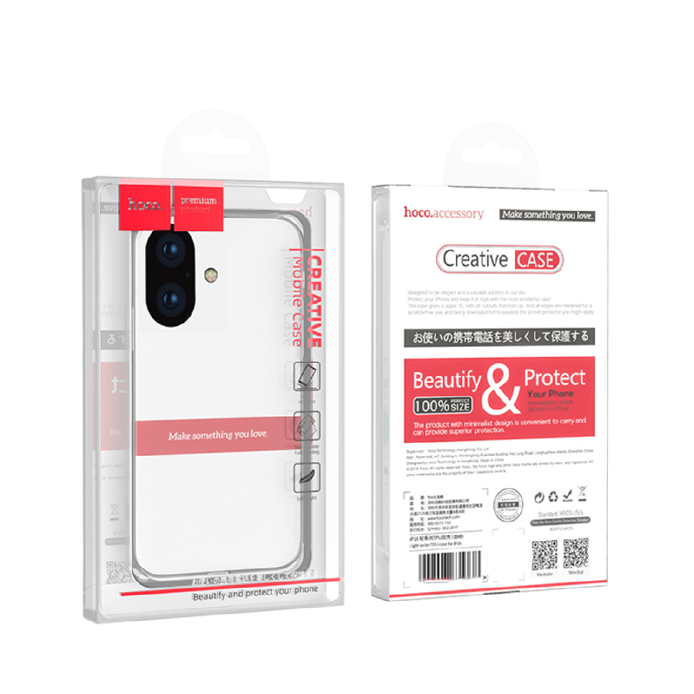 Чехол Hoco Light series для Iphone 17, прозрачный