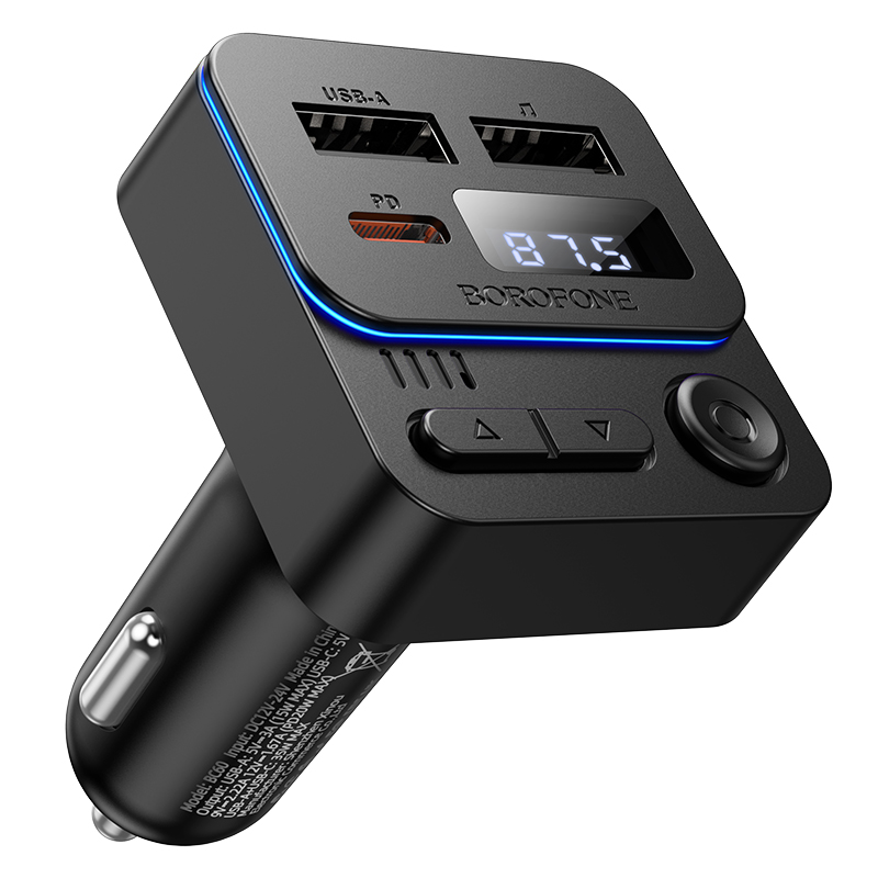 FM модулятор (трансмиттер) Borofone BC60 bluetooth, 35W (1A1C), цвет черный