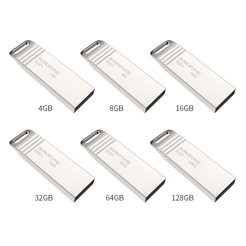 Внешний накопитель USB 2.0 Borofone BUD1 8Gb, серебристый