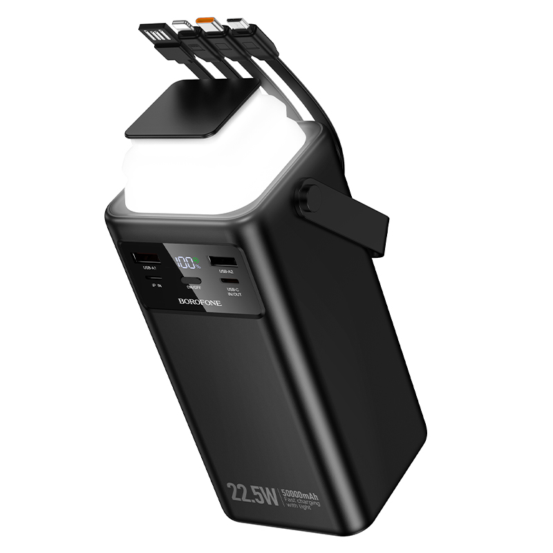 Внешний аккумулятор Borofone BJ65A, 50000mAh (PD20W,QC22.5W) встроен. кабель Micro/Apple/Type-c/USB
