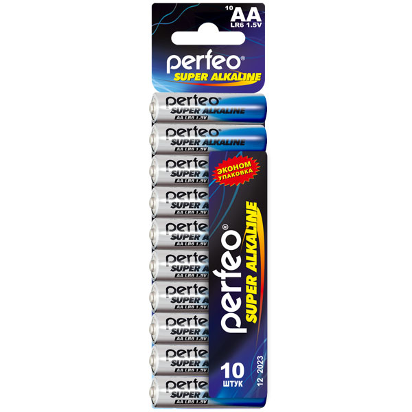 Батарейка Perfeo LR06 10SHRINK CARD Super Alkaline (100) (1000)