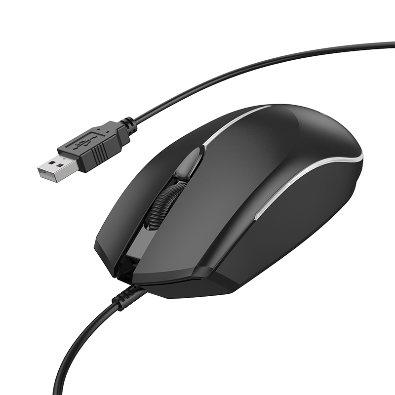 Мышь BOROFONE BG10 проводная, USB, чёрный
