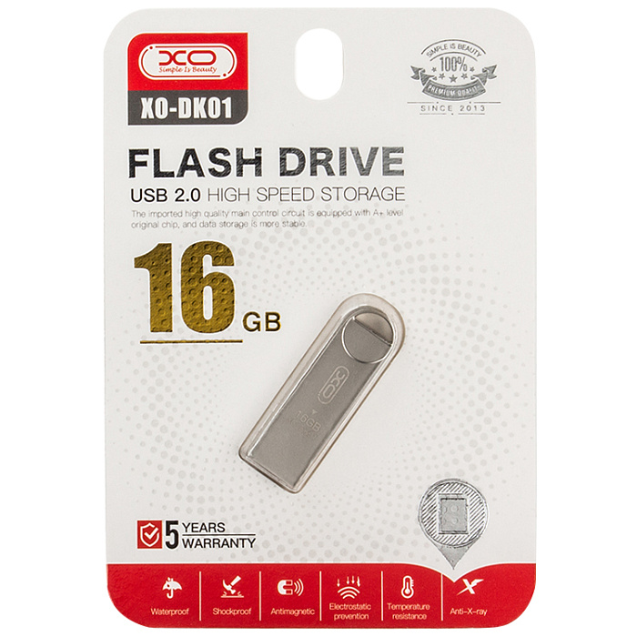 Внешний накопитель USB 2.0 XO DK01 16Gb, серебристый