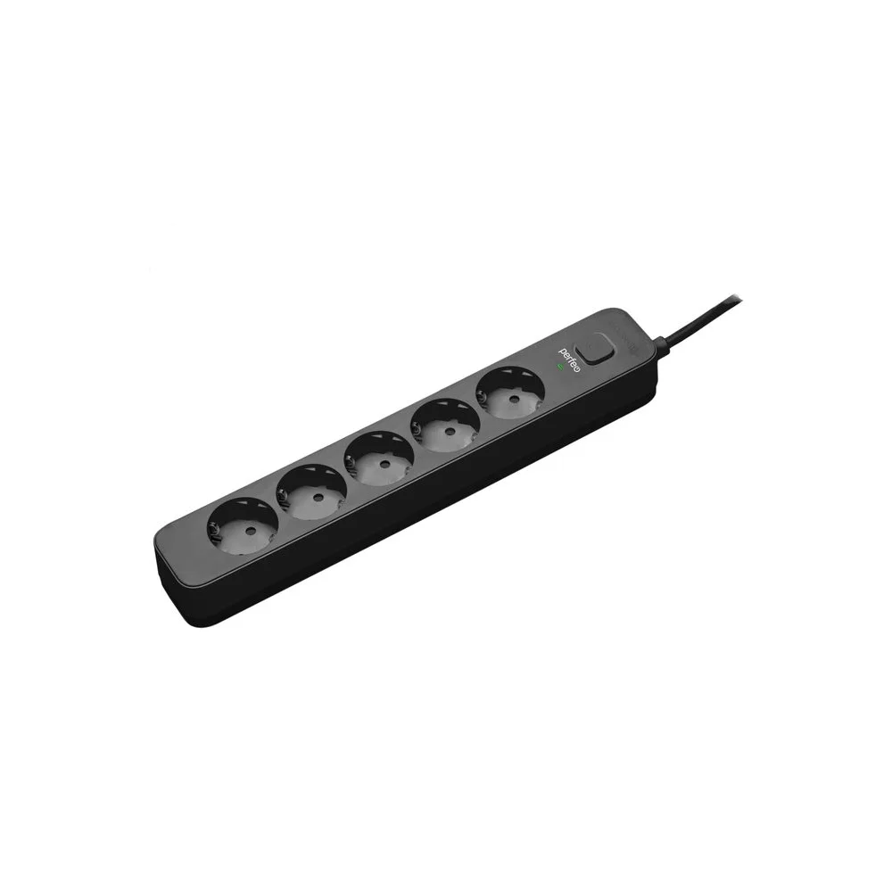 Сетевой фильтр Perfeo "POWER STREAM", 2500W,  5,0м, 5 розеток, черный