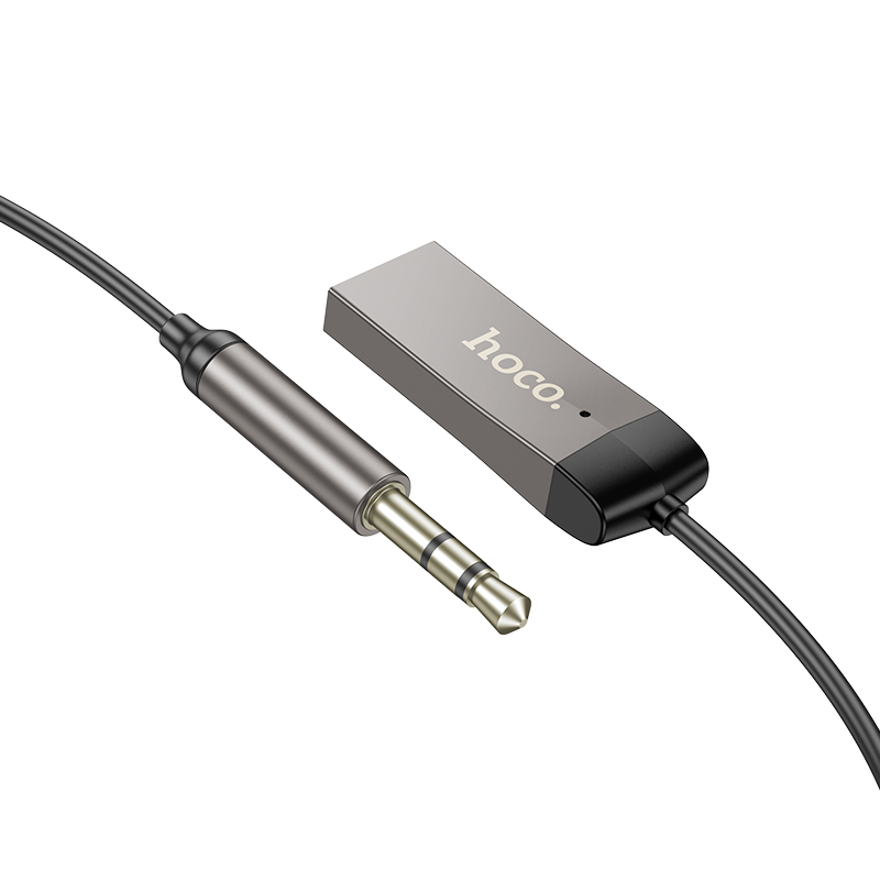 Ресивер-AUX проигрыватель Bluetooth V5.3 Hoco E78 (AUX 3.5-USB) с микрофоном, черный