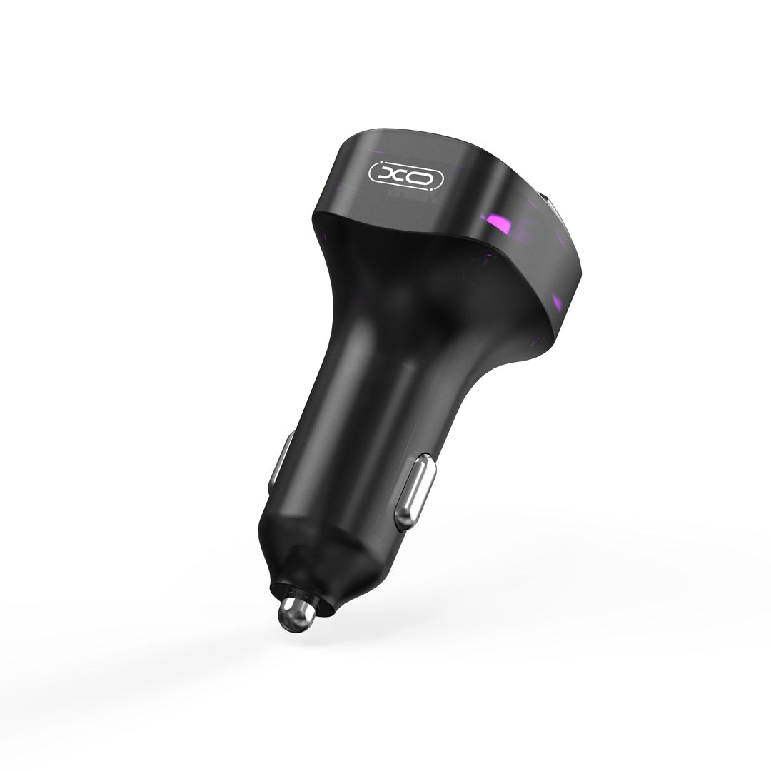 FM модулятор (трансмиттер) XO-BCC12 bluetooth, 3.1А USB, type-c, цвет черный