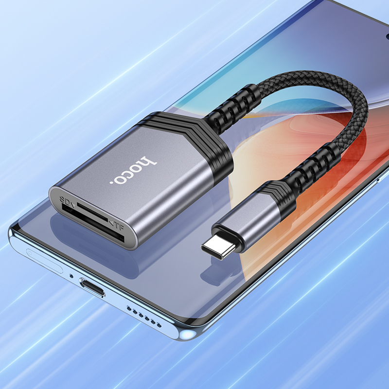 КартРидер Hoco UA25 2в1 (Micro SD/SD) Type-C металлик