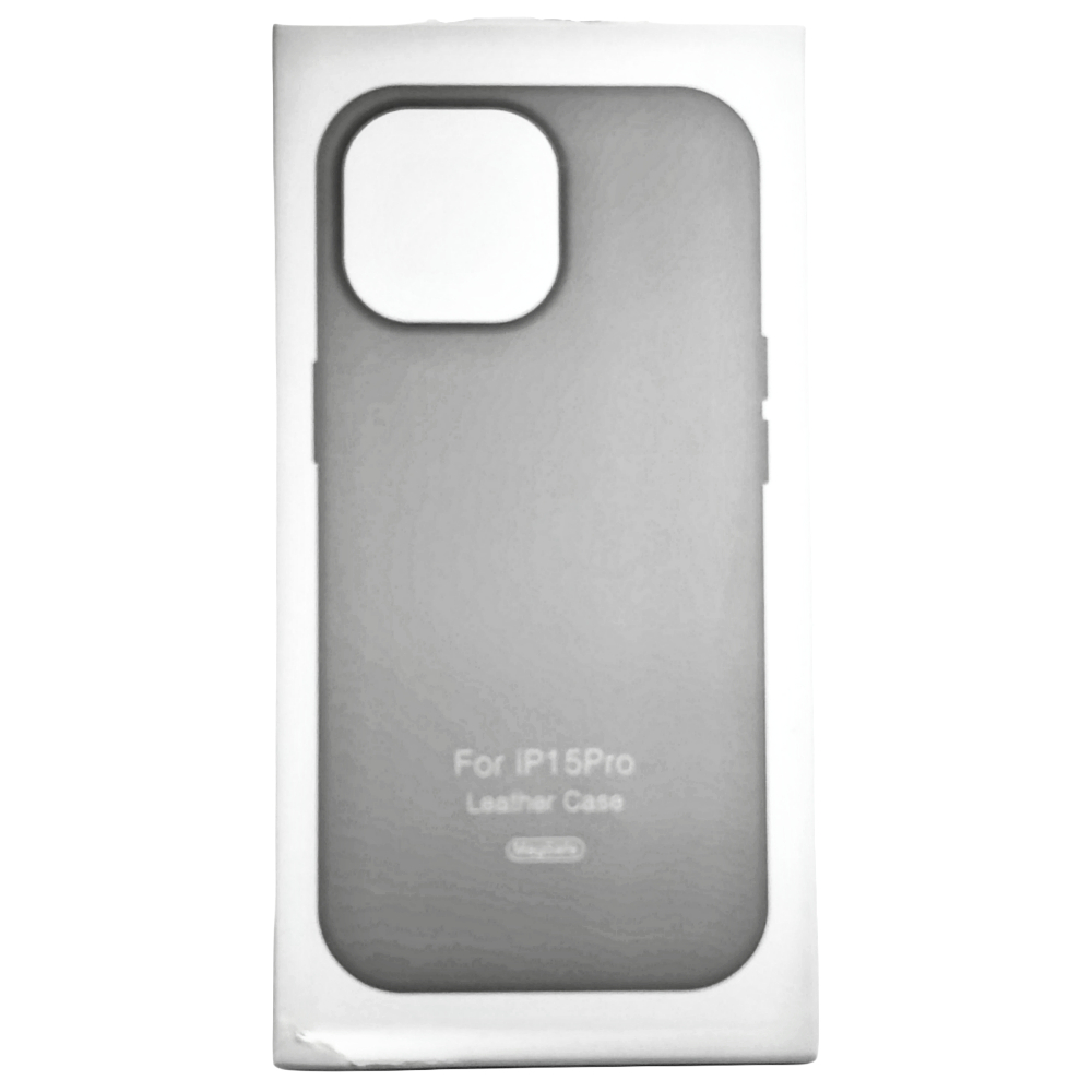 Чехол для iPhone 15 Pro кожаный Magsafe, серый