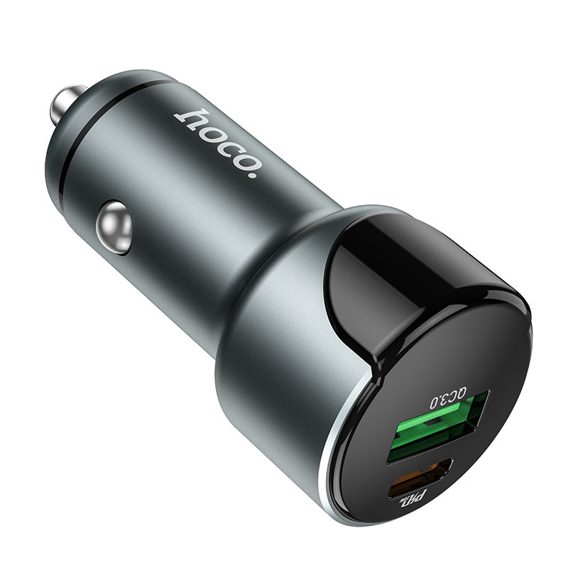 АЗУ Hoco Z42,быстрая зарядка (PD20W+QC3.0) индикатор напряжения, цвет серый металлик