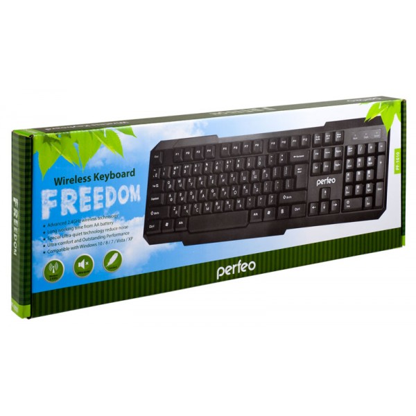 Клавиатура Perfeo  беспров. FREEDOM, USB, чёрная (PF-1010)