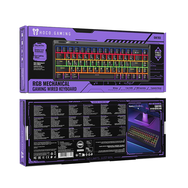 Клавиатура Hoco GM703, проводная USB, цвет черный