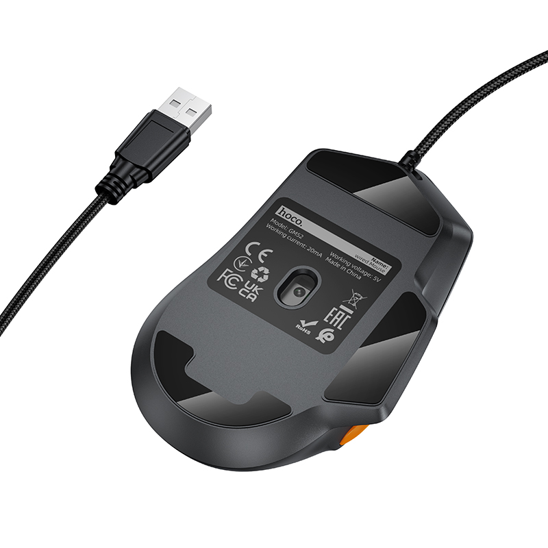 Мышь Hoco GM52, проводная USB, цвет черный