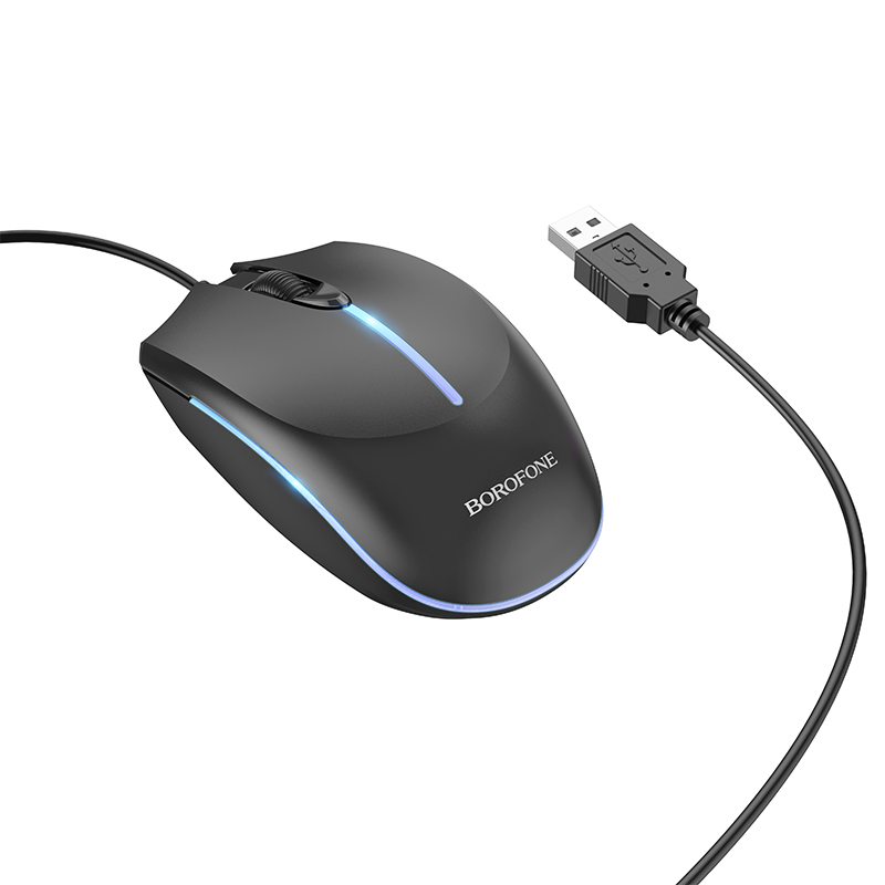 Мышь BOROFONE BG10 проводная, USB, чёрный