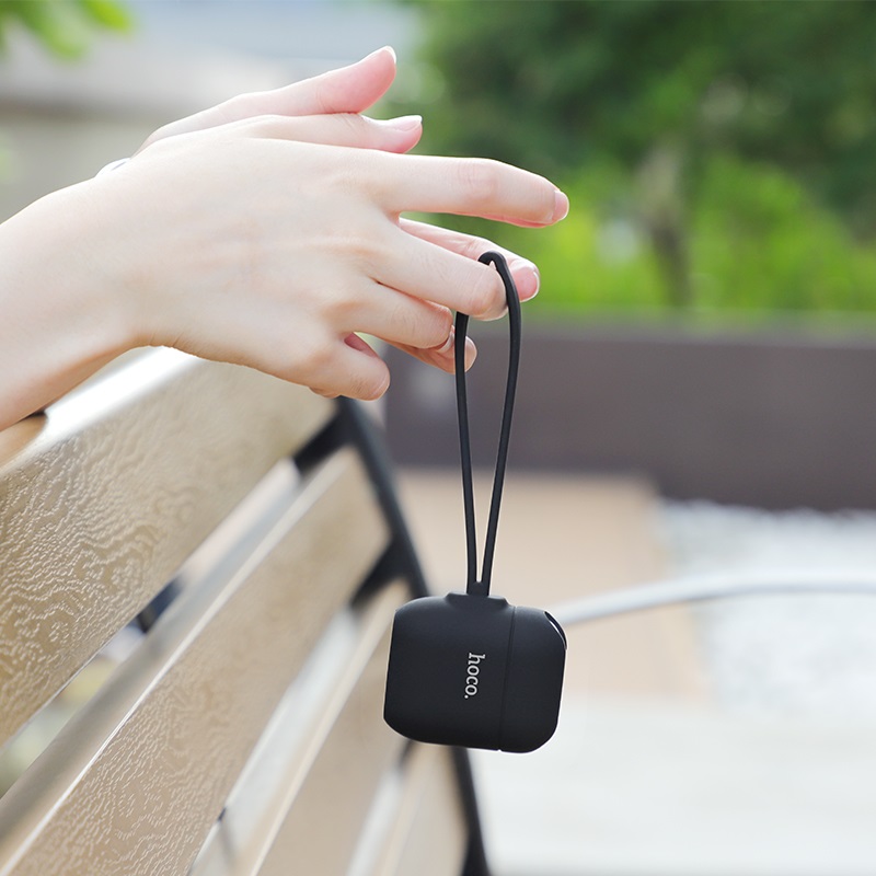 Чехол Hoco WB12 для AirPods 1/2, силиконовый, черный