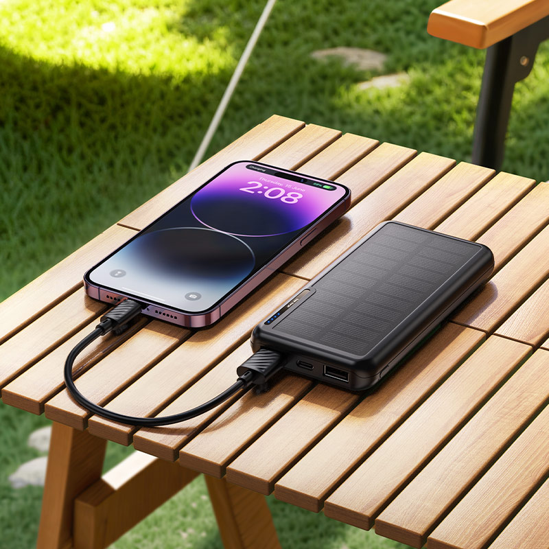 Внешний аккумулятор Hoco J176, 10000mAh, солнечная батарея, черный
