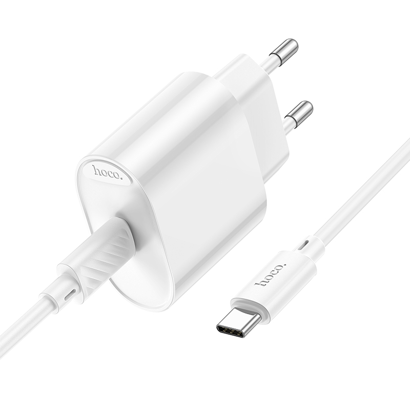 Сетевое зарядное устройство Hoco C109A PD20W +кабель Type-C/Type-C, цвет белый