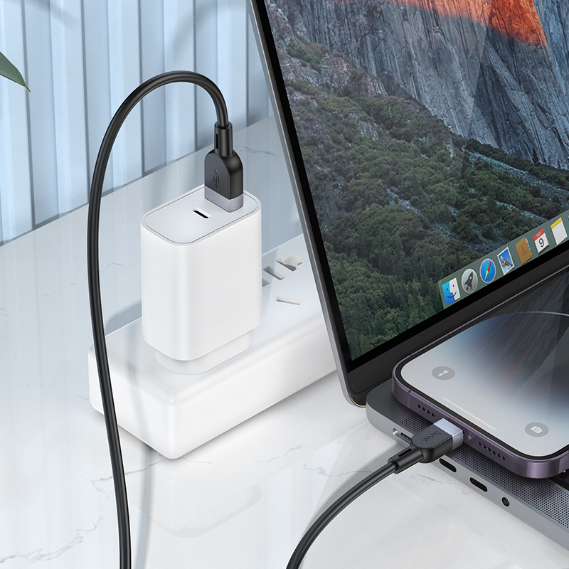 Кабель USB Hoco X109 Apple силиконовый черный 1м