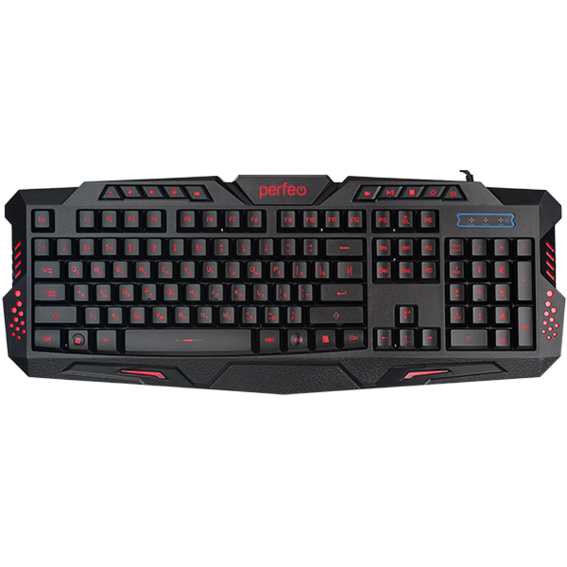 Клавиатура Perfeo "SKIN", Multimedia, GAME DESIGN, подсветка, USB, чёрный